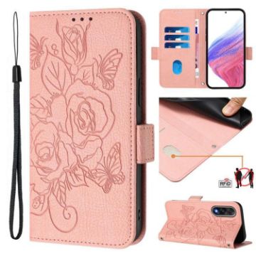 OnePlus Ace 5 Ultra Embossed Rose RFID Anti-theft Leather Case Pink - 1