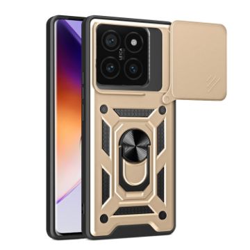 Xiaomi 14T Pro 5G Gold Phone Case with Sliding Camera Cover TPU Hybrid - 1