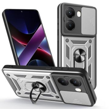 Xiaomi Poco X7 Pro 5G Case - Sliding Camera Cover TPU Hybrid PC Silver - 1