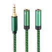 3m Green 3.5mm Male to Dual Audio & Microphone Adapter Cable - 2