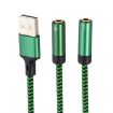 USB-A to Dual 3.5mm Audio Adapter Cable, 0.5m, Green - 2