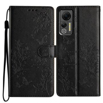 Ulefone Note 14 Black Leather Case - Butterflies & Flowers Design - 1