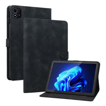 itel Pad One 10.1 Lily Embossed Leather Tablet Case - Black - 1
