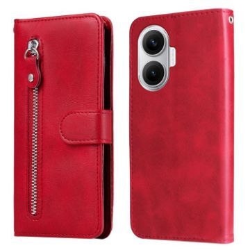 Redmi Turbo 4 Pro/Poco F7 Calf Texture Zipper Leather Case (Red) - 1