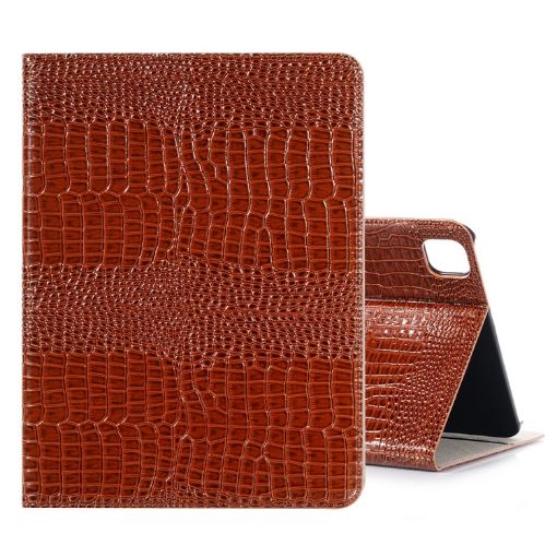 iPad Pro 13 2024 Brown Crocodile Texture Leather Tablet Case - 1