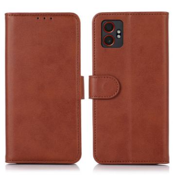 Samsung Galaxy XCover7 Pro Brown Cow Texture Flip Leather Case - 1