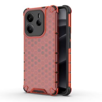 Red Honeycomb Shockproof Phone Case for Redmi Note 14 4G 163.25mm - 1