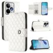 Realme Neo7 Turbo 5G White Rhombic Texture Flip Leather Case with Lanyard - 1