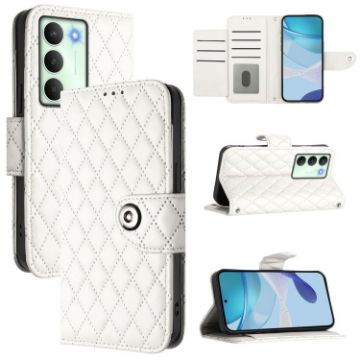 Realme V70/14x/C75 5G White Rhombic Texture Flip Leather Case with Lanyard - 1