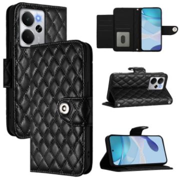 Realme 14 5G/P3 5G India Rhombic Flip Leather Case with Lanyard Black - 1