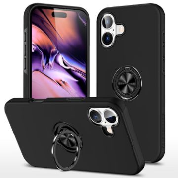 iPhone 17 Magnetic Case with Invisible Ring Holder - Black PC + TPU - 1