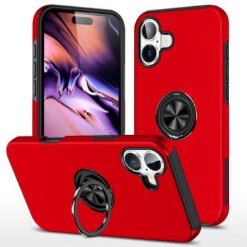 iPhone 17 Red Magnetic Case with Invisible Ring Holder - PC + TPU - 1
