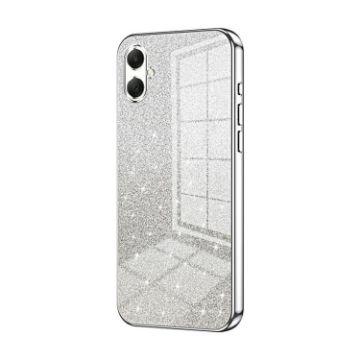 Samsung Galaxy A07 Silver Gradient Glitter Electroplated Phone Case - 1