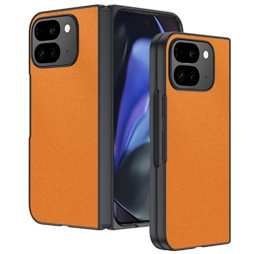 Google Pixel 10 Pro Fold Ultra-thin Leather Phone Case - Orange - 1