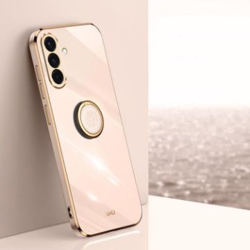 Samsung Galaxy A36 5G Pink 6D Electroplate TPU Case with Ring Holder - 1