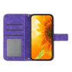 Redmi 13x Dark Purple Sun Flower Embossed Flip Leather Case with Lanyard - 3