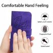 Redmi 13x Dark Purple Sun Flower Embossed Flip Leather Case with Lanyard - 4