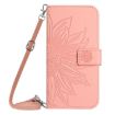 Redmi A5 4G Pink Sunflower Embossed Flip Leather Case with Lanyard - 2