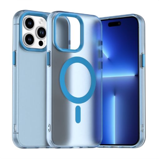 iPhone 14 Pro Candy Magsafe PC Hybrid TPU Case - Blue - 1