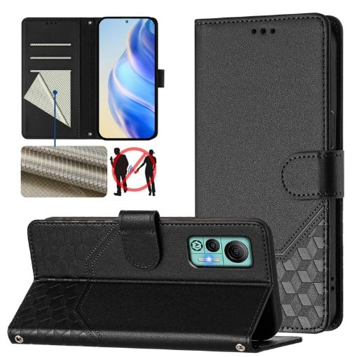 Ulefone Note 14 RFID Leather Phone Case - Honeycomb Embossing Black - 1