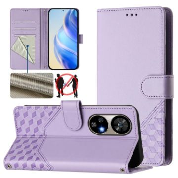 Ulefone Note 17 Pro Light Purple RFID Leather Phone Case Honeycomb Design - 1