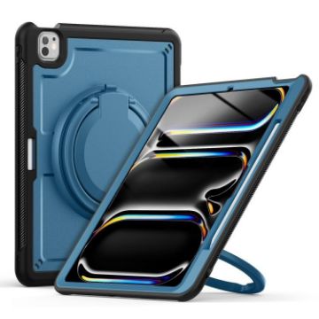 iPad Pro 13 2024 Honeycomb Hybrid Case with Handle & Strap - Navy Blue - 1