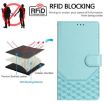 OnePlus Ace 5 Ultra Mint Green RFID Leather Phone Case - Honeycomb Design - 4
