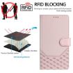 Vivo S30 Pink Honeycomb Embossing RFID Leather Phone Case - 4
