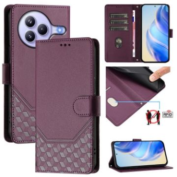 Xiaomi Civi 5 Pro 5G Violet RFID Leather Phone Case - Honeycomb Design - 1