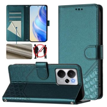 Realme 14 5G/14T 5G Peacock Green RFID Leather Phone Case - 1