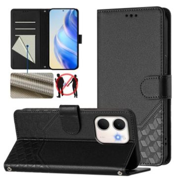 OPPO A5x 5G/4G Global Honeycomb RFID Leather Phone Case Black - 1