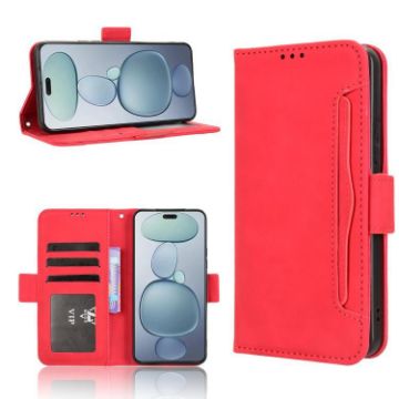 Xiaomi Civi 5 Pro 5G Red Leather Phone Case with Card Slots - 1