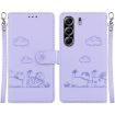 Tecno Camon 40 Pro 4G Purple Cute Cats RFID Leather Phone Case - 1