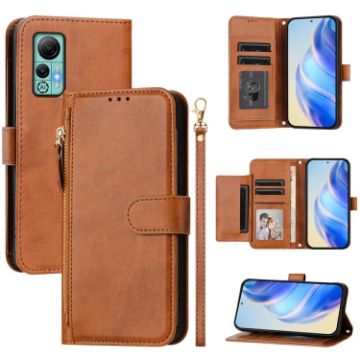 Ulefone Note 14 Brown Leather Wallet Phone Case with Multi-Card Slots - 1
