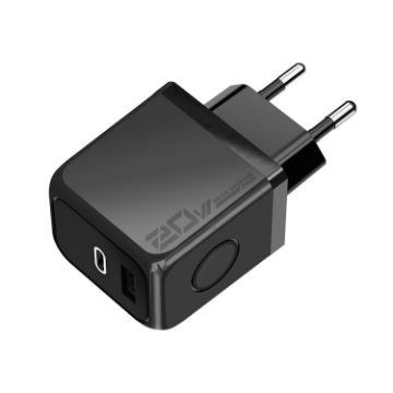 M167 PD 20W Type-C & USB QC 3.0 Fast Charger EU Plug Black - 1