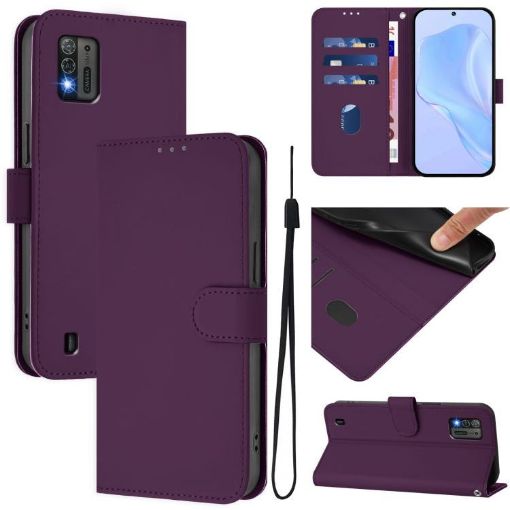 ZTE Blade A52 Lite Violet Leather Phone Case with Lanyard - 1