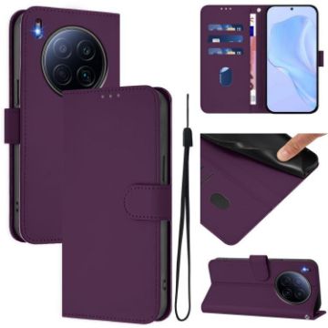 Tecno Camon 40 Premier Violet Leather Phone Case with Lanyard - 1