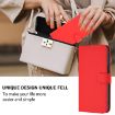 Moto G15 Red Leather Phone Case with Lanyard - Solid Color Skin Feel - 5