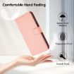 Moto G15 Pink Leather Phone Case with Lanyard - Solid Color Skin Feel - 9