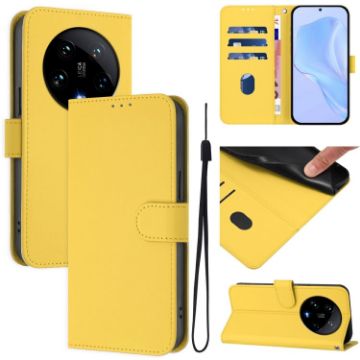 Xiaomi 14 Ultra 5G Lemon Yellow Leather Phone Case with Lanyard - 1