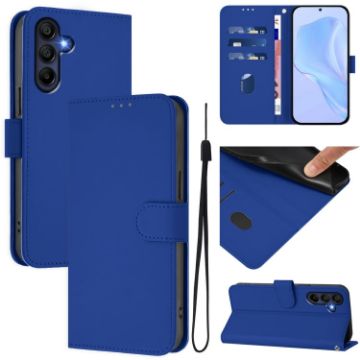 Samsung Galaxy A26 5G Dark Blue Leather Phone Case with Lanyard - 1