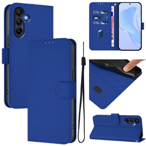 Samsung Galaxy A26 5G Dark Blue Leather Phone Case with Lanyard - 1