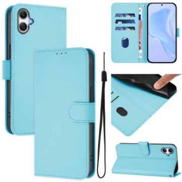 Samsung Galaxy A06 4G/5G Sky Blue Leather Phone Case with Lanyard - 1