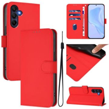 Samsung Galaxy A17 5G Red Leather Phone Case with Lanyard - 1