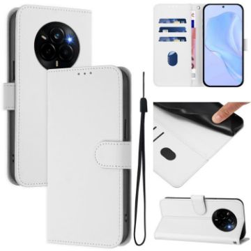 Realme Narzo 80 Pro White Leather Phone Case with Lanyard - 1