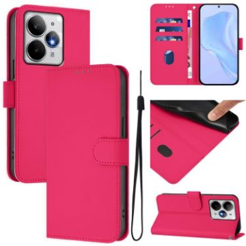 Realme Neo7 Turbo 5G Rose Red Leather Phone Case with Lanyard - 1