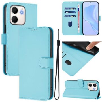 OPPO A5X 4G/5G Leather Phone Case with Lanyard - Sky Blue - 1