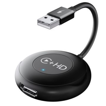 Wireless CarPlay Adapter USB HDMI Wired to Wireless Round Black - 1