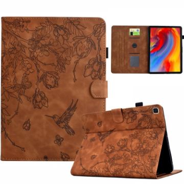 Samsung Galaxy Tab A7 10.4 T500 Leather Case - Flowers & Bird Embossed - 1