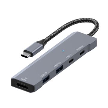ADS-336 5 in 1 4K HDMI, USB-C, USB Hub Expander - Dark Grey - 1